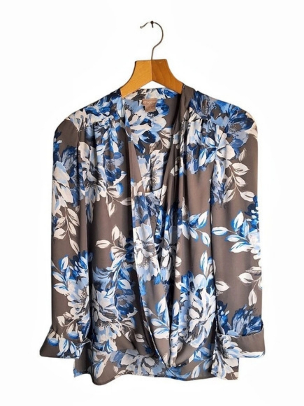 Chicos Sz 8/10 Floral Wrap Blouse